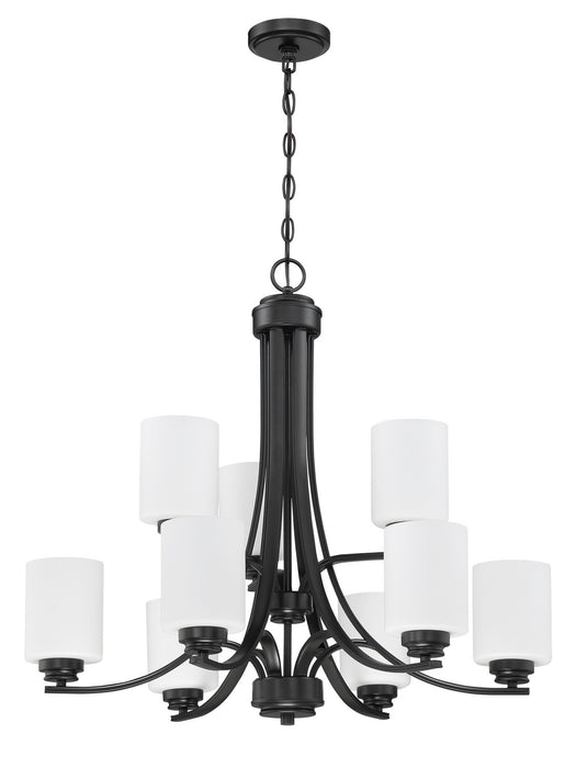 Craftmade 50529-FB-WG Nine Light Chandelier, Flat Black