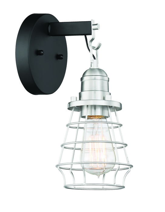 Craftmade 50601-FBBNK One Light Wall Sconce, Flat Black/Brushed Polished Nickel