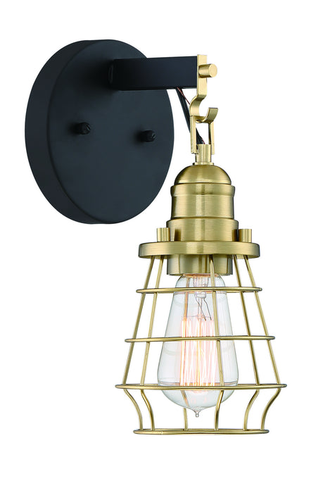 Craftmade 50601-FBSB One Light Wall Sconce, Flat Black/Satin Brass