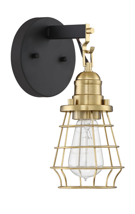 Craftmade 50601-FBSB One Light Wall Sconce, Flat Black/Satin Brass