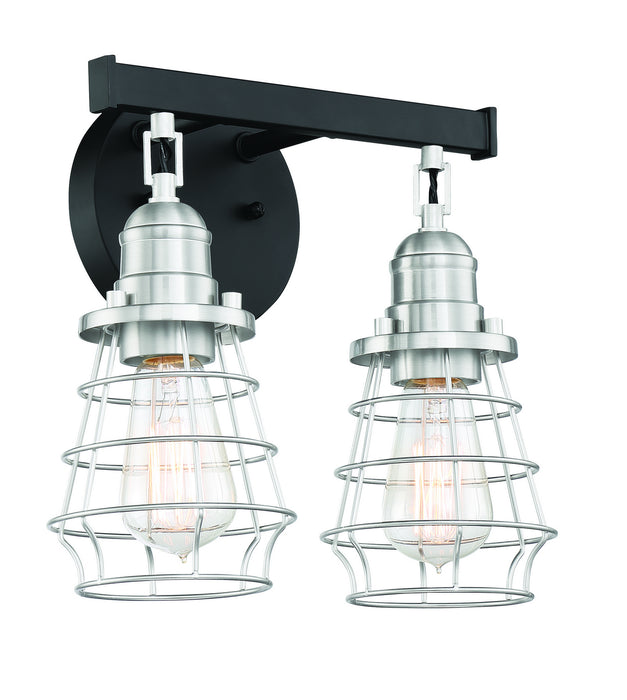 Craftmade 50602-FBBNK Two Light Vanity, Flat Black/Brushed Polished Nickel
