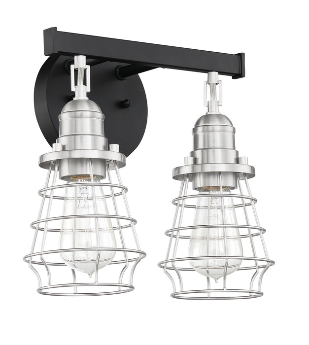 Craftmade 50602-FBBNK Two Light Vanity, Flat Black/Brushed Polished Nickel