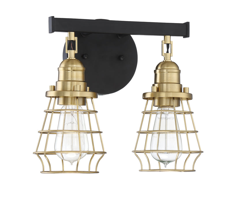 Craftmade 50602-FBSB Two Light Vanity, Flat Black/Satin Brass