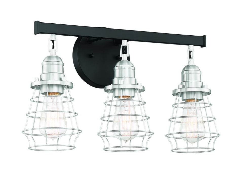 Craftmade 50603-FBBNK Three Light Vanity, Flat Black/Brushed Polished Nickel