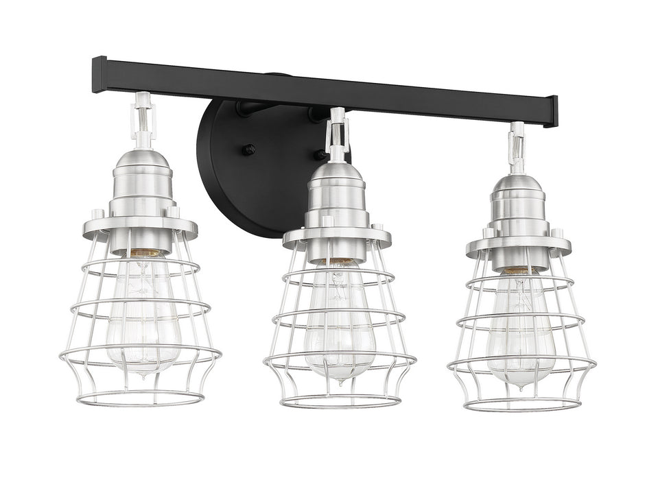 Craftmade 50603-FBBNK Three Light Vanity, Flat Black/Brushed Polished Nickel