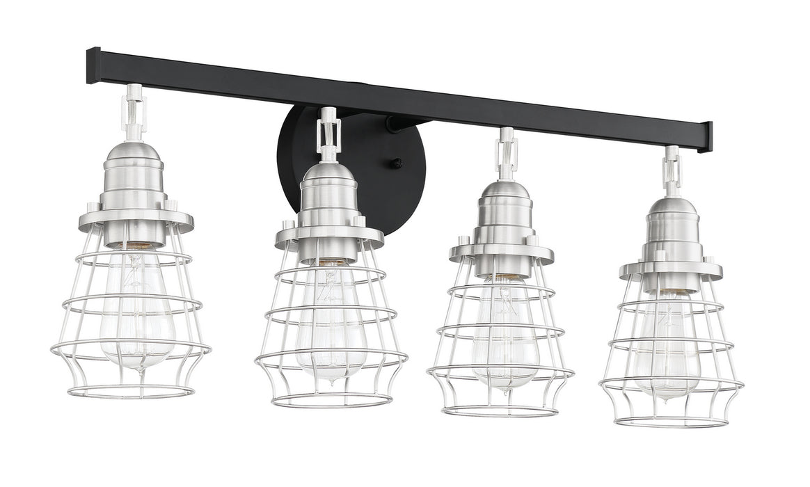 Craftmade 50604-FBBNK Four Light Vanity, Flat Black/Brushed Polished Nickel