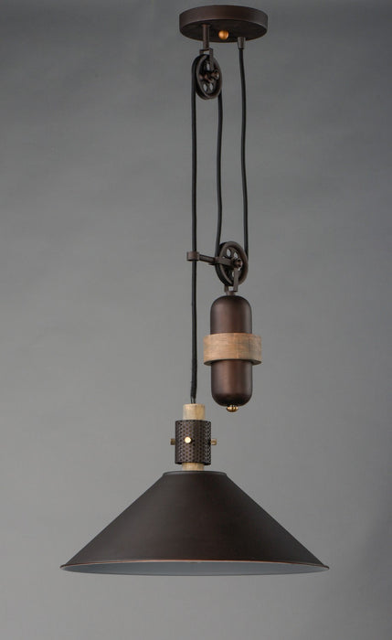 Maxim 10090OIWWD One Light Pendant, Oil Rubbed Bronze / Weathered Wood