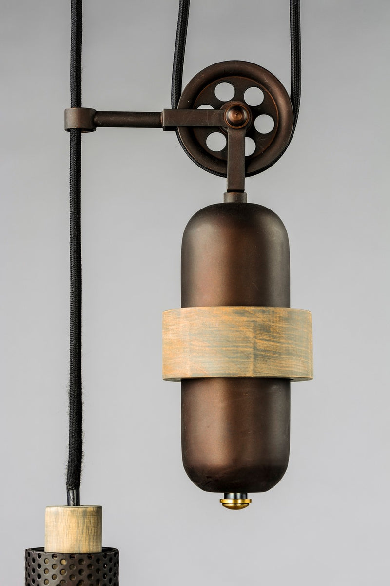 Maxim 10090OIWWD One Light Pendant, Oil Rubbed Bronze / Weathered Wood