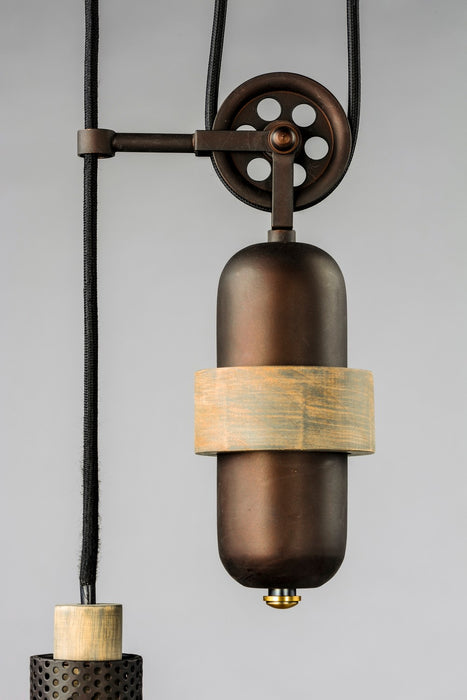 Maxim 10090OIWWD One Light Pendant, Oil Rubbed Bronze / Weathered Wood