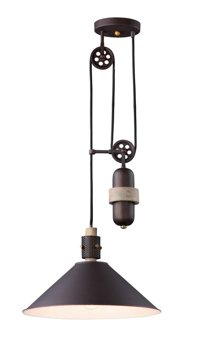 Maxim 10090OIWWD One Light Pendant, Oil Rubbed Bronze / Weathered Wood