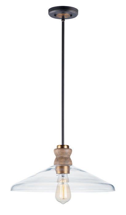 Maxim 10100CLWOAB One Light Pendant, Weathered Oak / Antique Brass