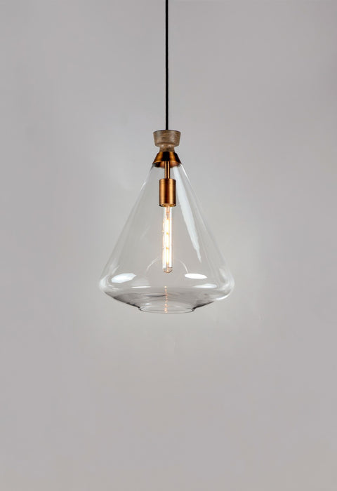 Maxim 10101CLWOAB One Light Pendant, Weathered Oak / Antique Brass