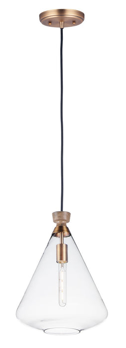 Maxim 10101CLWOAB One Light Pendant, Weathered Oak / Antique Brass