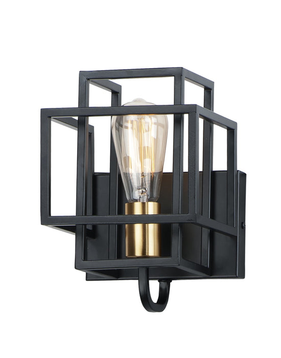Maxim 10241BKSBR One Light Wall Sconce, Black / Satin Brass