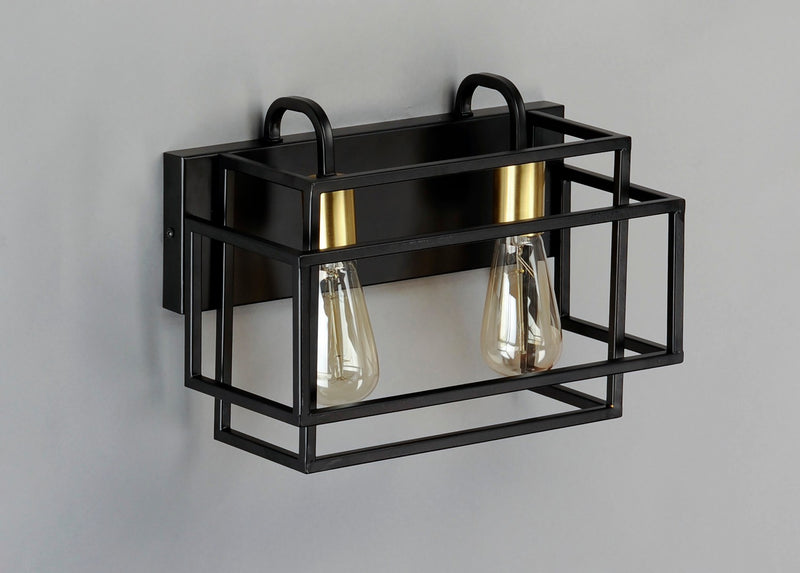 Maxim 10242BKSBR Two Light Bath Vanity, Black / Satin Brass