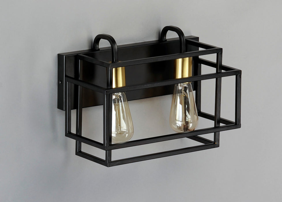 Maxim 10242BKSBR Two Light Bath Vanity, Black / Satin Brass