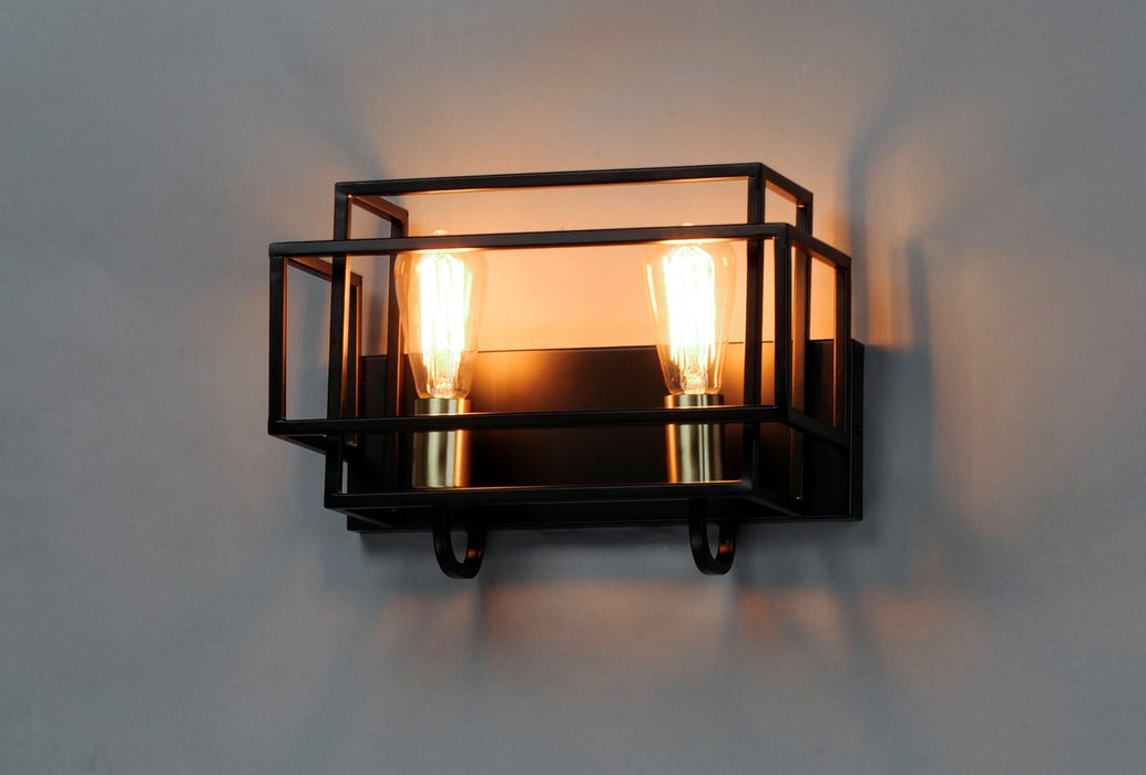 Maxim 10242BKSBR Two Light Bath Vanity, Black / Satin Brass