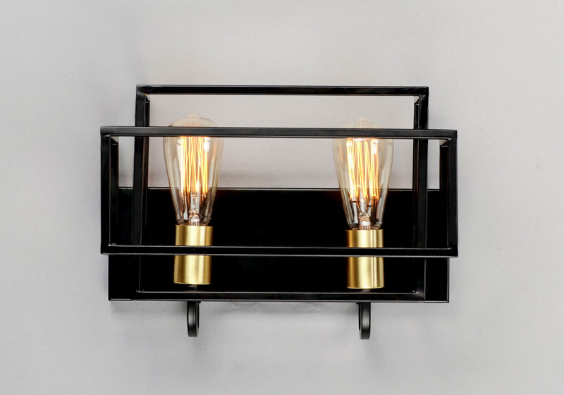 Maxim 10242BKSBR Two Light Bath Vanity, Black / Satin Brass