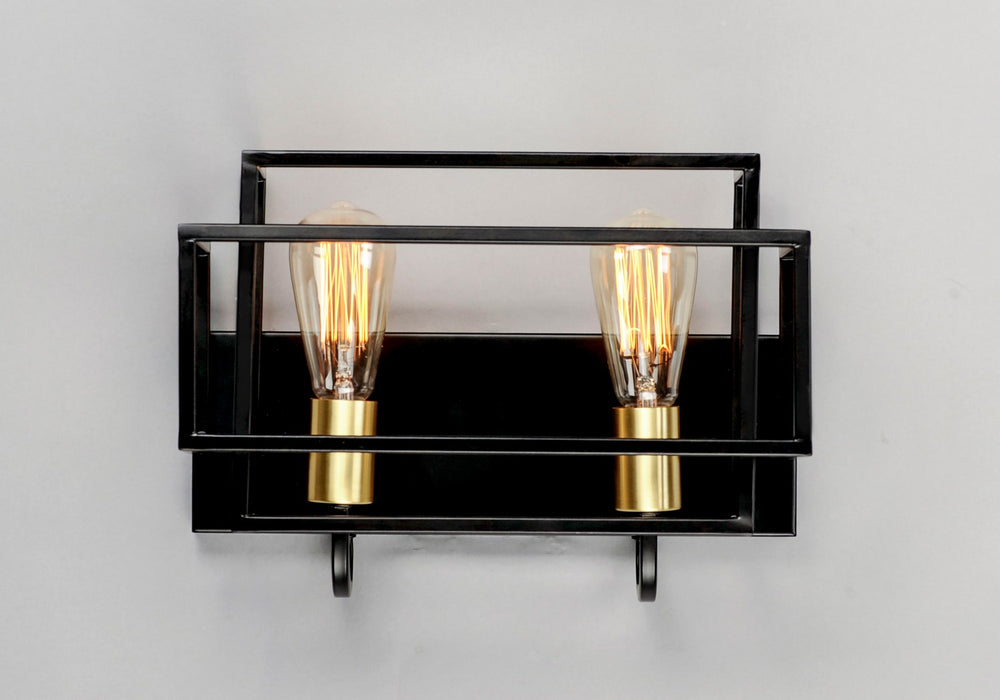 Maxim 10242BKSBR Two Light Bath Vanity, Black / Satin Brass
