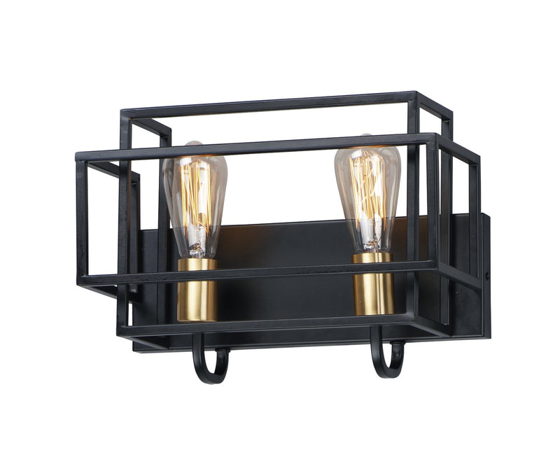Maxim 10242BKSBR Two Light Bath Vanity, Black / Satin Brass