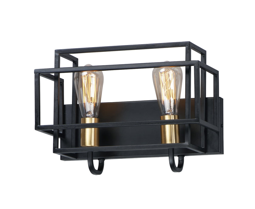 Maxim 10242BKSBR Two Light Bath Vanity, Black / Satin Brass