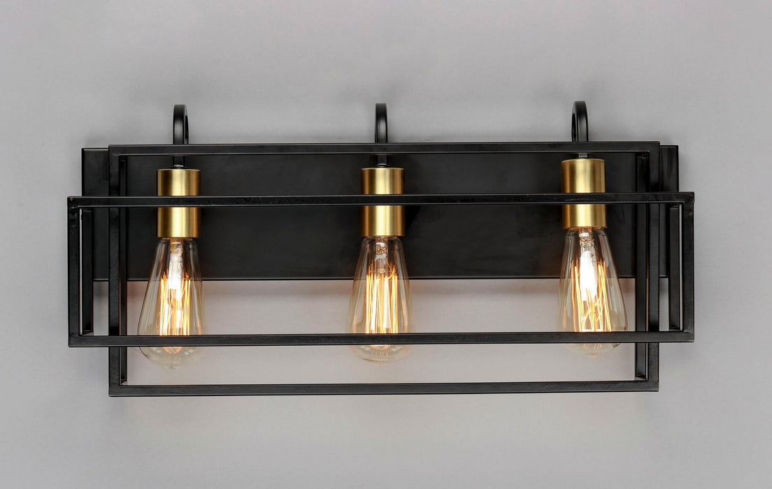 Maxim 10243BKSBR Three Light Bath Vanity, Black / Satin Brass