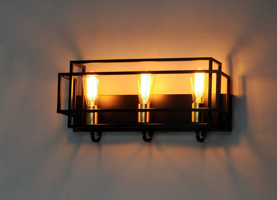Maxim 10243BKSBR Three Light Bath Vanity, Black / Satin Brass