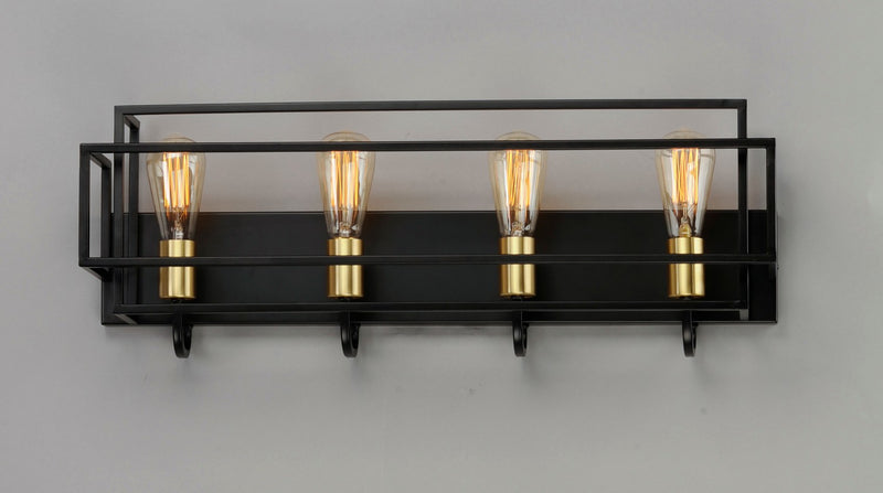 Maxim 10244BKSBR Four Light Bath Vanity, Black / Satin Brass