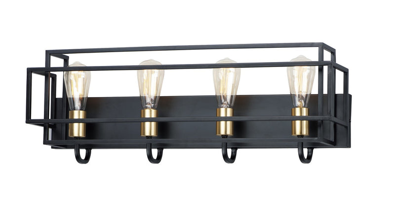 Maxim 10244BKSBR Four Light Bath Vanity, Black / Satin Brass