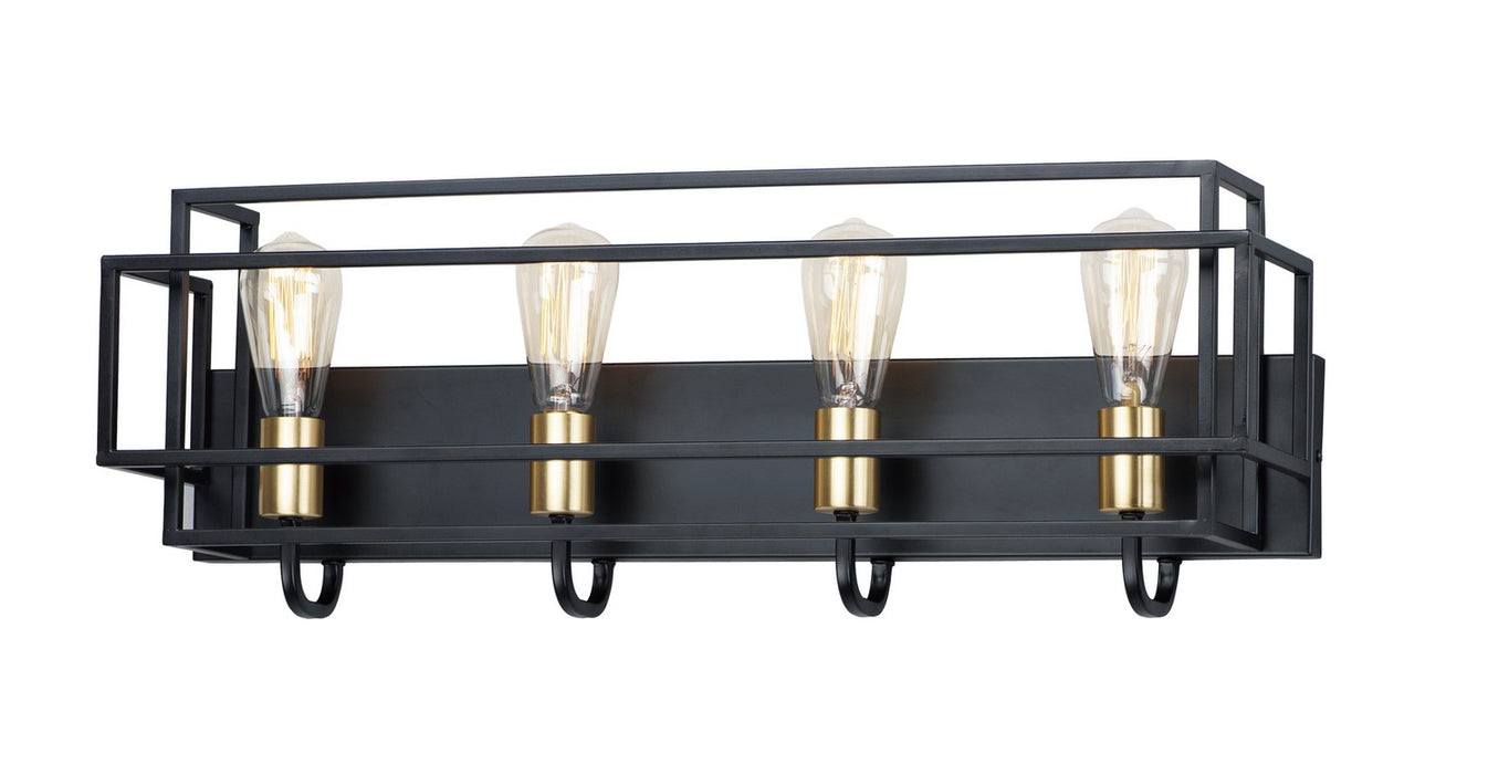 Maxim 10244BKSBR Four Light Bath Vanity, Black / Satin Brass