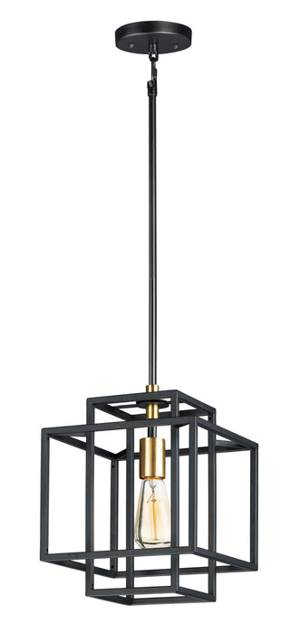 Maxim 10246BKSBR One Light Pendant, Black / Satin Brass