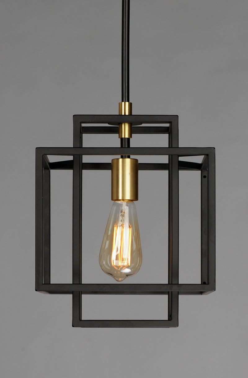 Maxim 10246BKSBR One Light Pendant, Black / Satin Brass
