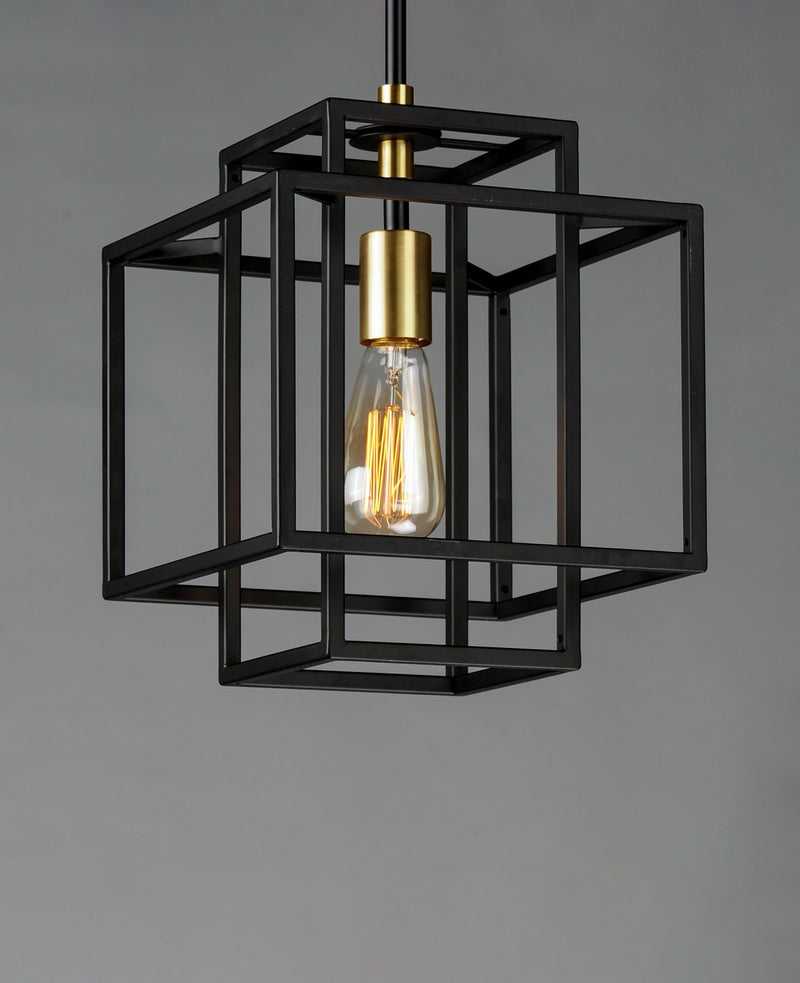 Maxim 10246BKSBR One Light Pendant, Black / Satin Brass