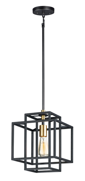 Maxim 10246BKSBR One Light Pendant, Black / Satin Brass