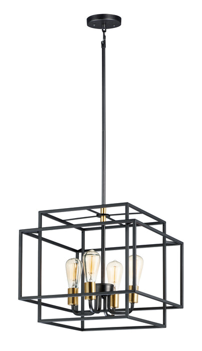 Maxim 10247BKSBR Four Light Pendant, Black / Satin Brass