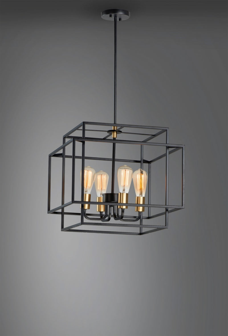 Maxim 10247BKSBR Four Light Pendant, Black / Satin Brass