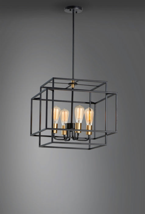 Maxim 10247BKSBR Four Light Pendant, Black / Satin Brass