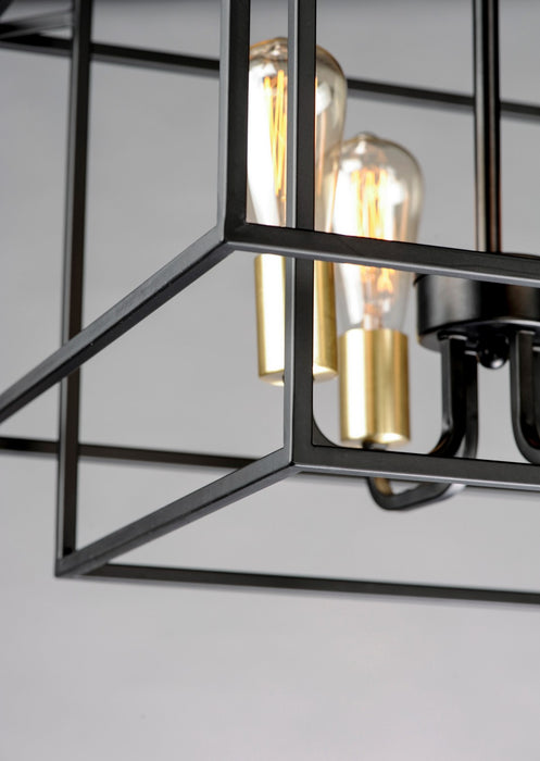 Maxim 10247BKSBR Four Light Pendant, Black / Satin Brass