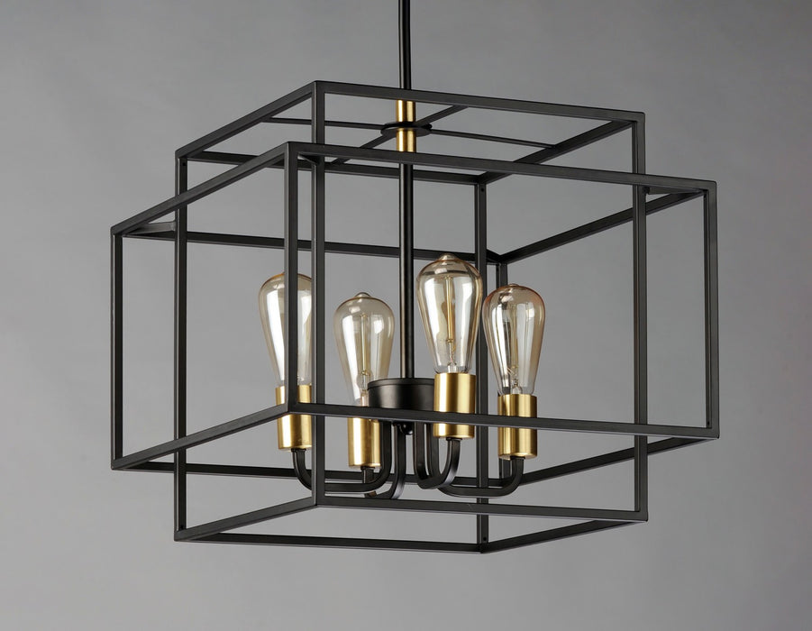 Maxim 10247BKSBR Four Light Pendant, Black / Satin Brass