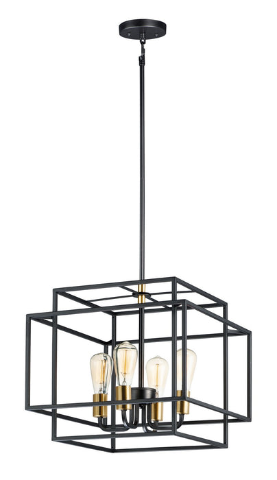 Maxim 10247BKSBR Four Light Pendant, Black / Satin Brass