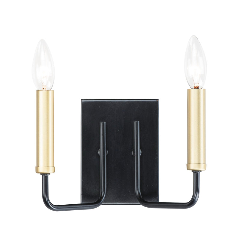 Maxim 10252BKGLD Two Light Wall Sconce, Black / Gold