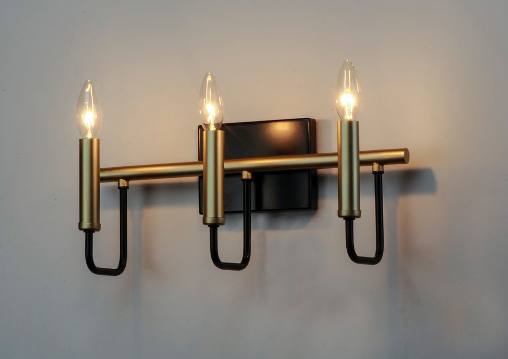 Maxim 10253BKGLD Three Light Bath Vanity, Black / Gold