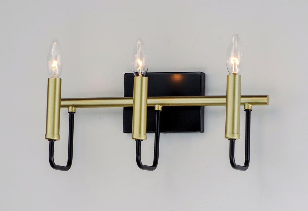 Maxim 10253BKGLD Three Light Bath Vanity, Black / Gold