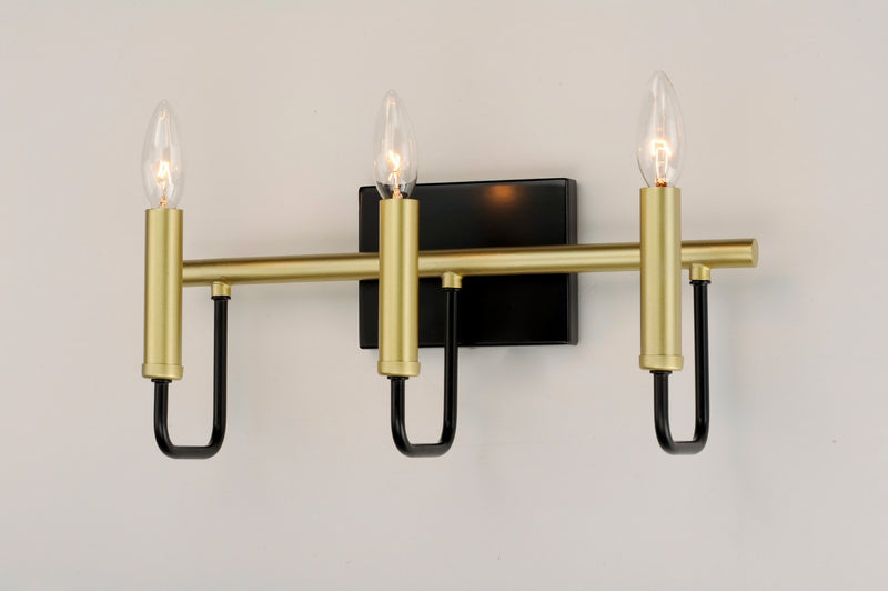 Maxim 10253BKGLD Three Light Bath Vanity, Black / Gold
