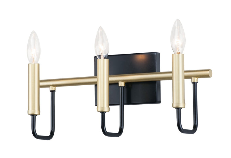 Maxim 10253BKGLD Three Light Bath Vanity, Black / Gold