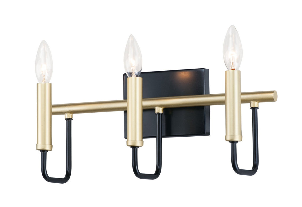 Maxim 10253BKGLD Three Light Bath Vanity, Black / Gold
