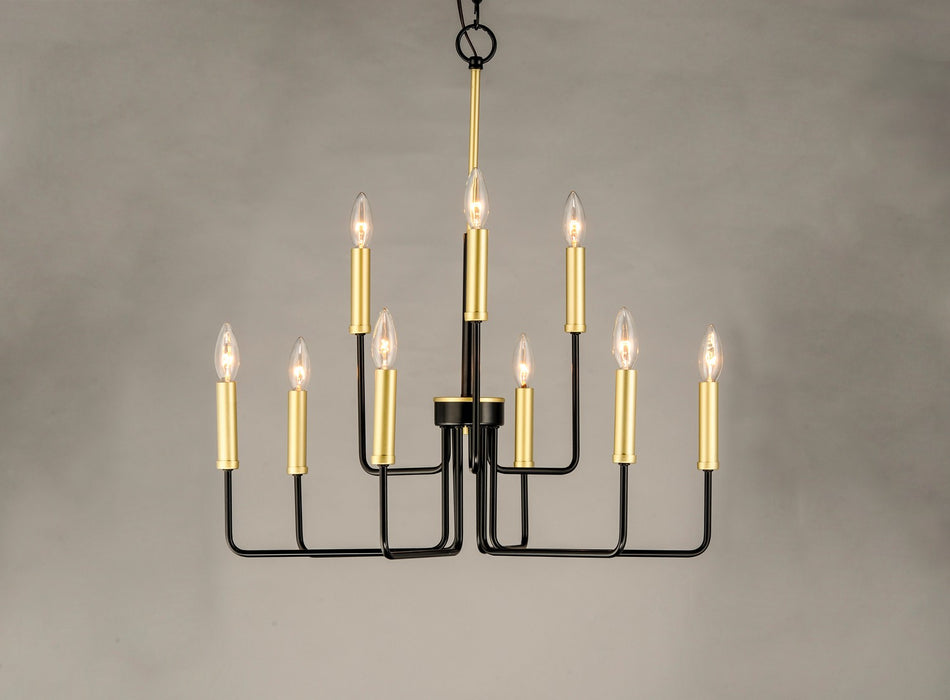 Maxim 10257BKGLD Nine Light Chandelier, Black / Gold