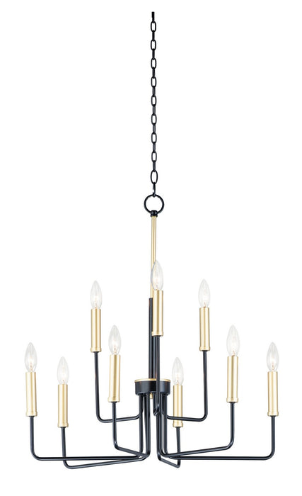 Maxim 10257BKGLD Nine Light Chandelier, Black / Gold