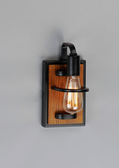 Maxim 10301BKASB One Light Wall Sconce, Black / Ashbury
