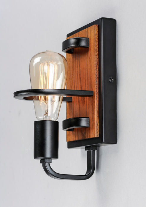 Maxim 10301BKASB One Light Wall Sconce, Black / Ashbury
